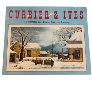 Currier & Ives Set of 6 Prints – Original Folder – Americana Wall Art
